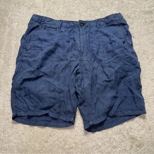 Lucky Brand 100% Linen Chino Shorts Mens 40 Blue Casual Travel Summer